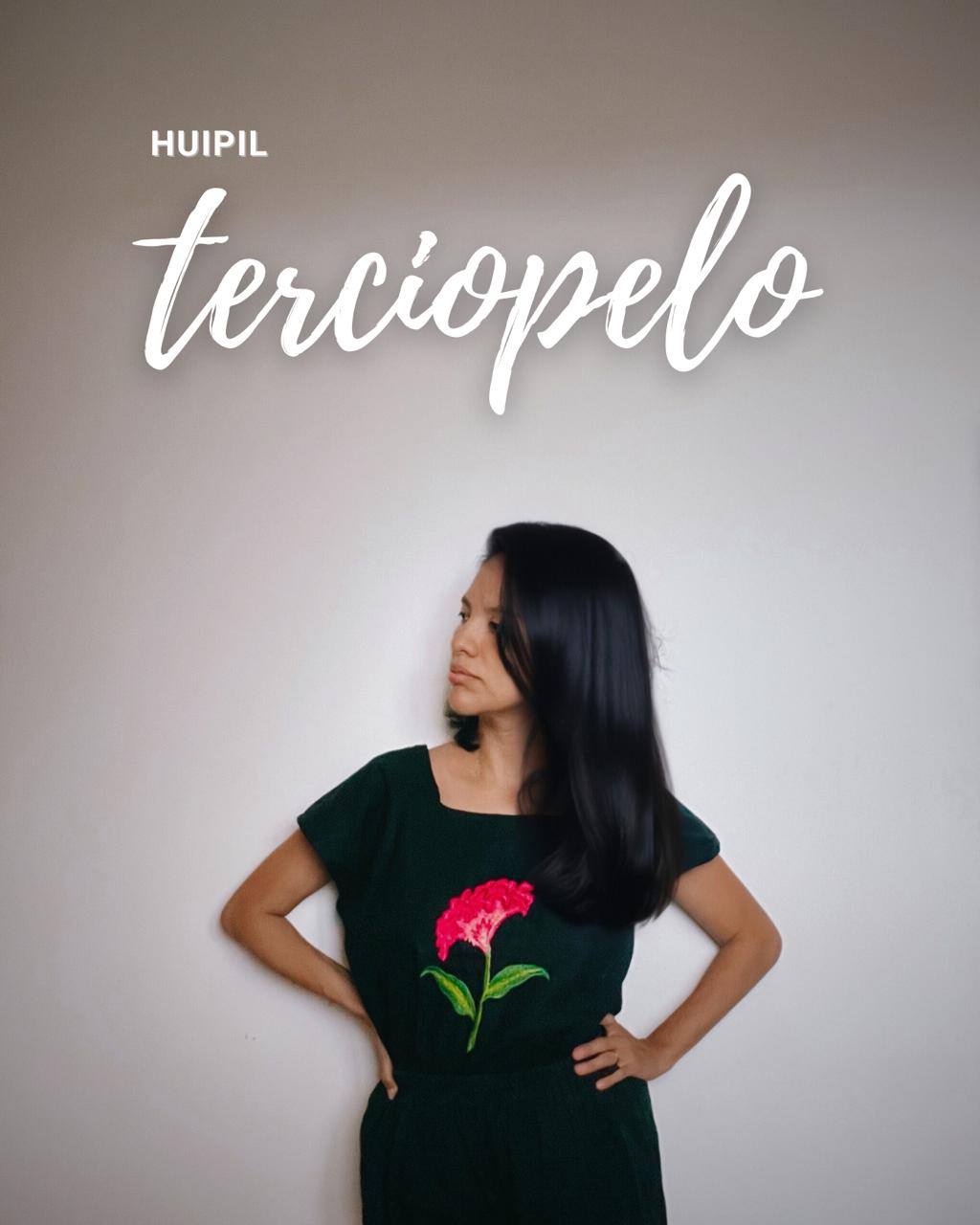 Huipil Flor de Terciopelo en Lino Algodón