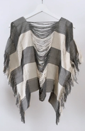 Blusa Deshilada a Cuadros Crudo y Gris Tejida en Telar de Pedal