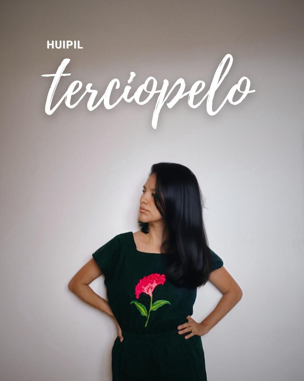 Huipil Flor de Terciopelo en Lino Algodón