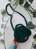 Bolsa Redonda Verde Tejida a Mano